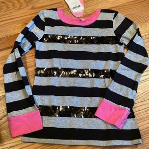 NWT- Haven Girl long sleeve shirt- size medium 10/12-black & grey & hot pink-Wow